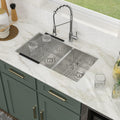 Logmey 32'' Kitchen Sink - Undermount 60/40 Double Bowl - Silver Stainless Steel