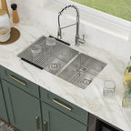 Logmey 32'' Kitchen Sink - Undermount 60/40 Double Bowl - Silver Stainless Steel