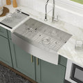 Logmey 33''x20'' Farmhouse Sink - Apron Front Single Bowl - Silver Stainless Steel