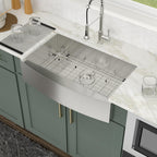 Logmey 33''x20'' Farmhouse Sink - Apron Front Single Bowl - Silver Stainless Steel