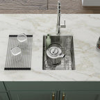 Logmey 14''x18'' Bar Sink - Undermount Single Bowl - Silver Stainless Steel