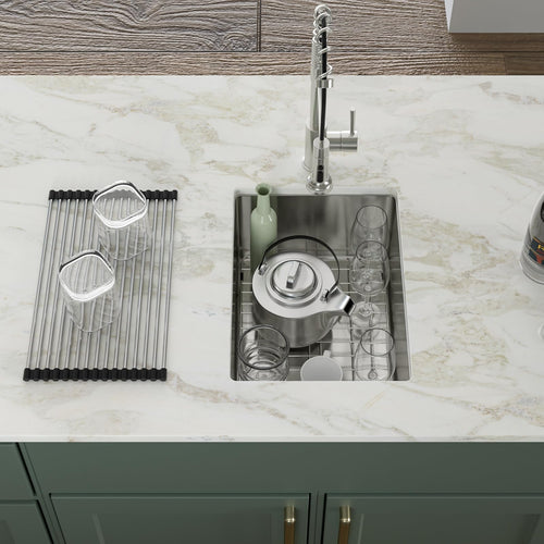 Logmey 14x18 Inch Undermount Single Bowl Stainless Steel Bar Sink