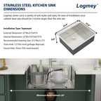 Logmey 25'' Bar Prep Sink - Drop-In Topmount Single Bowl - Silver Stainless Steel