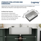 Logmey 30'' Kitchen Sink - Drop-In Single Bowl with Faucet & Cup Washer - Silver Stainless Steel