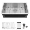 Logmey 30x18 Inch Undermount Single Bowl Stainless Steel Kitchen Sink
