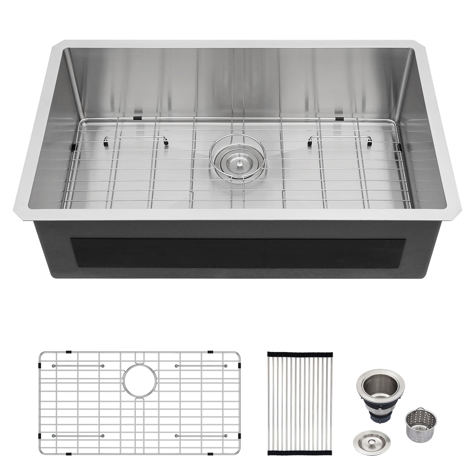 Logmey 30x18 Inch Undermount Single Bowl Stainless Steel Kitchen Sink