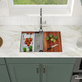 Logmey 27'' Workstation Kitchen Sink - Undermount Single Bowl with Accessories - Silver Stainless Steel