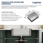 Logmey 25'' Workstation Kitchen Sink - Drop-In Single Bowl with Pull-out Faucet - Silver Stainless Steel