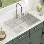 Logmey 33'' All-in-One Workstation Sink - Drop-In Single Bowl Noise Reduction - Silver Stainless Steel