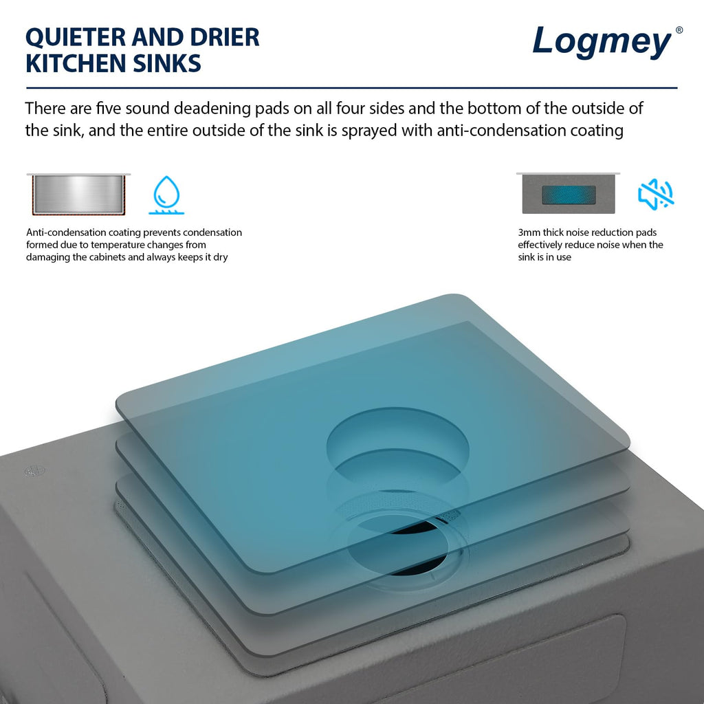 Logmey 24'' Laundry Utility Sink - Undermount Deep Single Bowl - Silver Stainless Steel