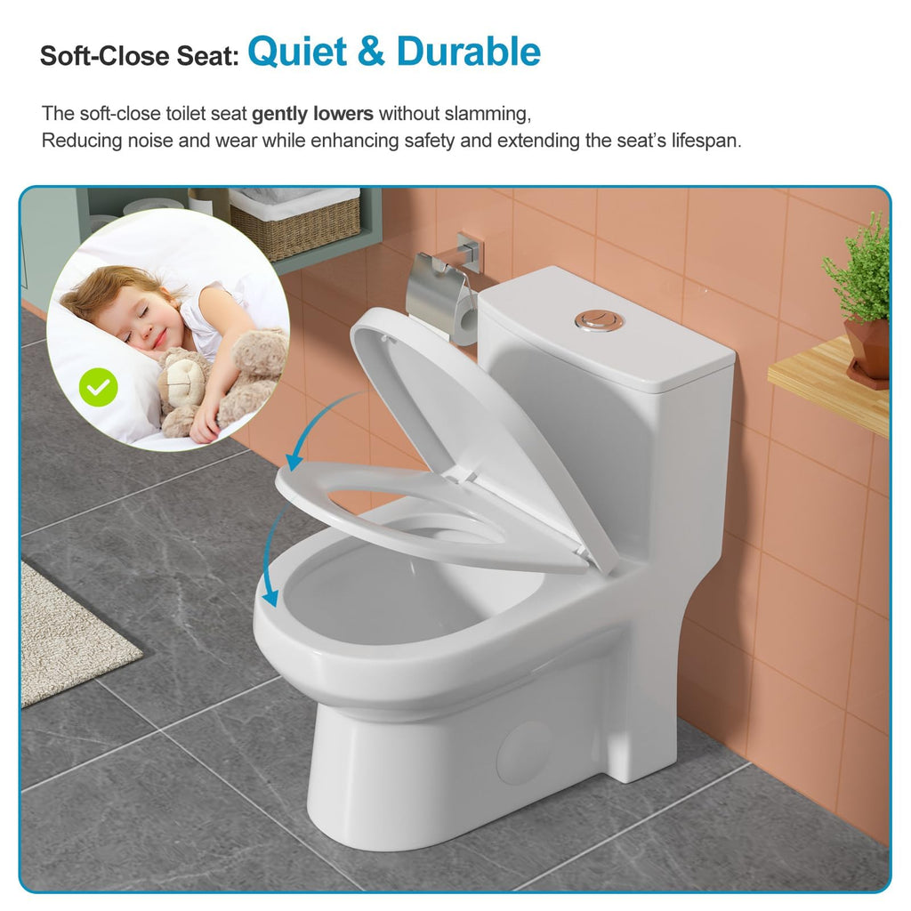 Logmey Elongated One Piece Toilet - White Siphonic Comfort Height