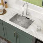 Logmey 27'' Workstation Kitchen Sink - Undermount Single Bowl with Accessories - Silver Stainless Steel
