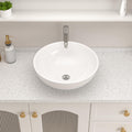 Logmey 16''x16'' Bathroom Sink - Round Above Counter Vessel Single Bowl - White Porcelain Ceramic