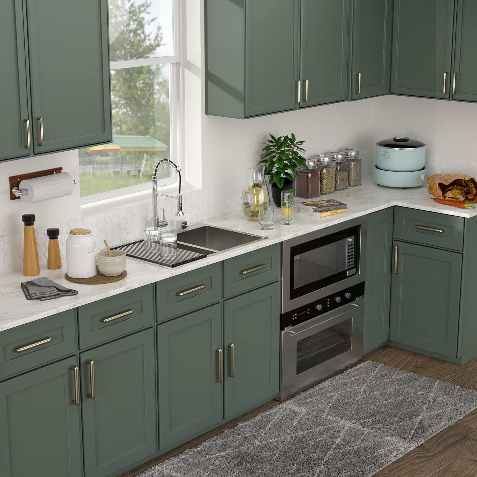 Logmey 33'' Kitchen Sink - Drop-In Topmount 50/50 Double Bowl - Silver Stainless Steel