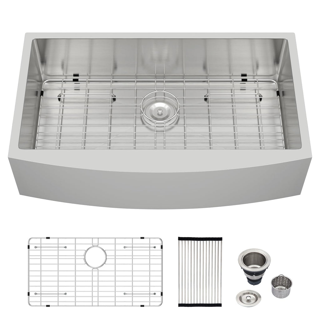Logmey 33x20 Inch Apron Front Single Bowl Stainless Steel Farmhouse Sink