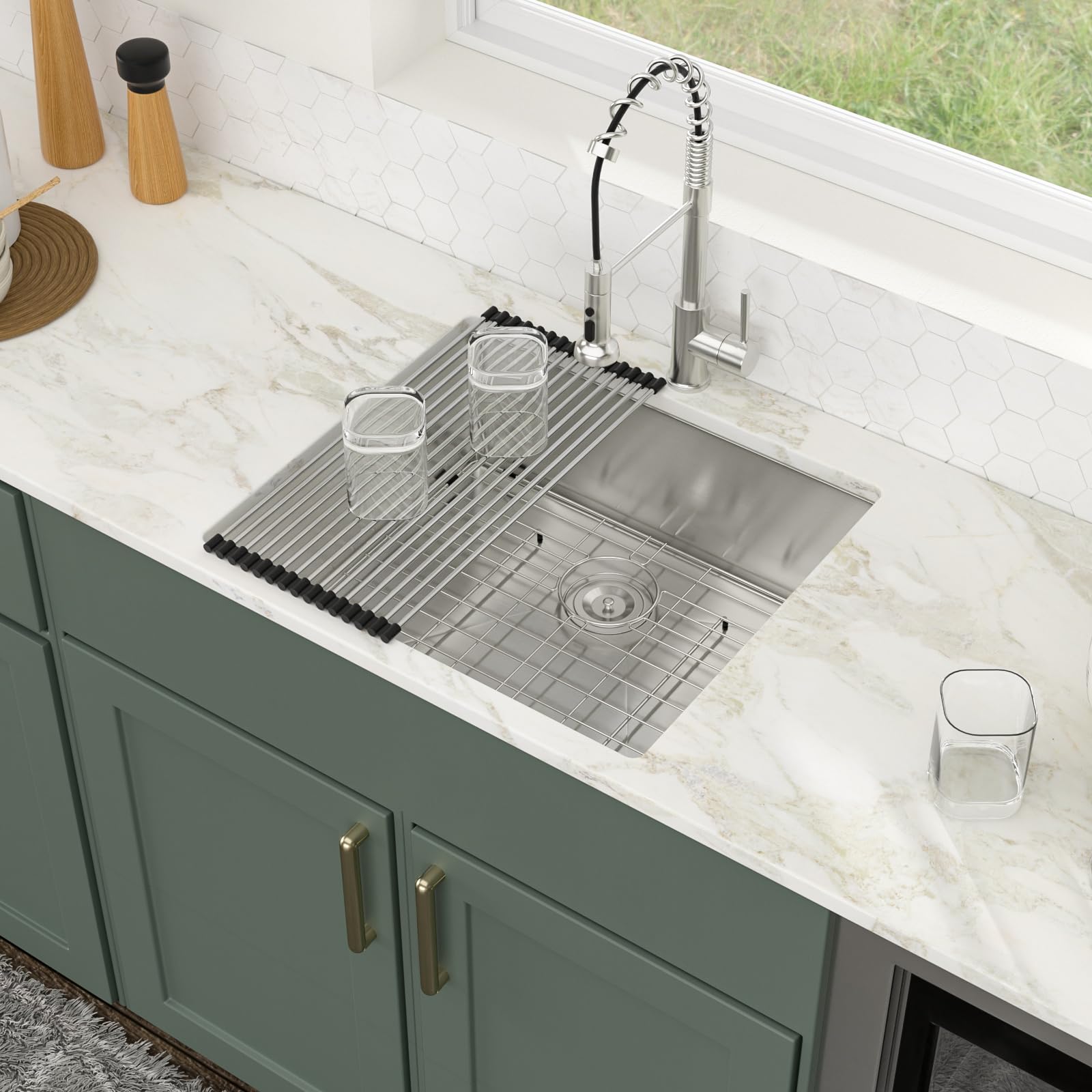 Logmey 25x22 Inch Undermount Single Bowl Stainless Steel Bar Sink