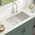 Logmey 30 In Undermount Kitchen Sink - 30x19 Inch Stainless Steel Undermount Kitchen Sinks 16 Gaguge Ledge Workstation Kitchen Sink Single Bowl Basin