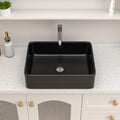 Logmey 19''x15'' Bathroom Sink - Above Counter Vessel Single Bowl - Black Porcelain Ceramic