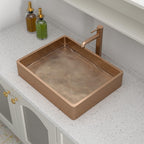Logmey 19''x15'' Bathroom Sink - Above Counter Vessel Single Bowl with Drain Tray - Rose Gold Stainless Steel