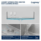 Logmey 36'' Kitchen Sink - Undermount Single Bowl with Assembly Parts - Silver Stainless Steel