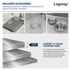 Logmey 13''x15'' Bar Sink - Undermount Small Single Bowl for RV Prep - Silver Stainless Steel
