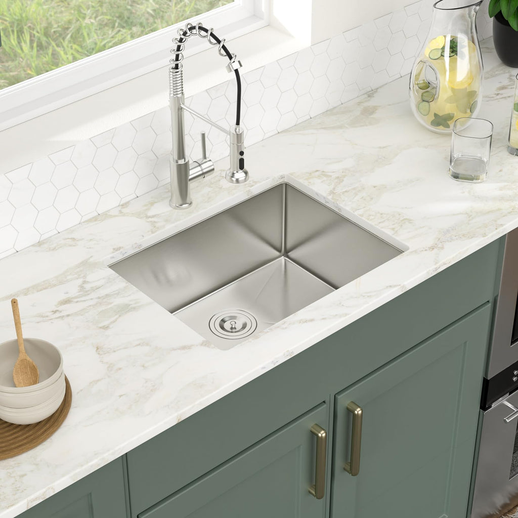 Logmey 23''x18'' Kitchen Sink - Undermount Single Bowl - Silver Stainless Steel