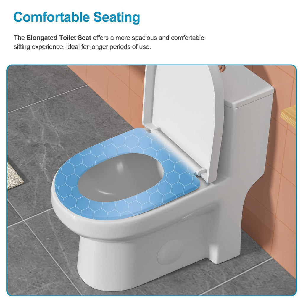 Logmey Elongated One Piece Toilet - White Siphonic Comfort Height
