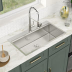 Logmey 33'' Workstation Kitchen Sink - Drop-In Single Bowl - Silver Stainless Steel