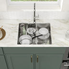 Logmey 25x22 Inch Undermount Single Bowl Stainless Steel Bar Sink
