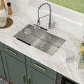 Logmey 30'' Kitchen Sink - Undermount Round Corner Single Bowl - Silver Stainless Steel