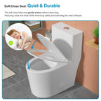 Logmey Elongated One Piece Toilet - White Siphonic Dual Flush