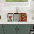 Logmey 30" Undermount Stainless Steel Workstation Kitchen Sink