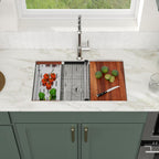 Logmey 30'' Workstation Kitchen Sink - Undermount Single Bowl with Accessories - Silver Stainless Steel