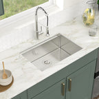 Logmey 28'' Workstation Kitchen Sink - Undermount Single Bowl with Accessories - Silver Stainless Steel