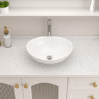 Logmey 16''x13'' Bathroom Sink - Above Counter Rectangular Vessel Single Bowl - White Porcelain Ceramic