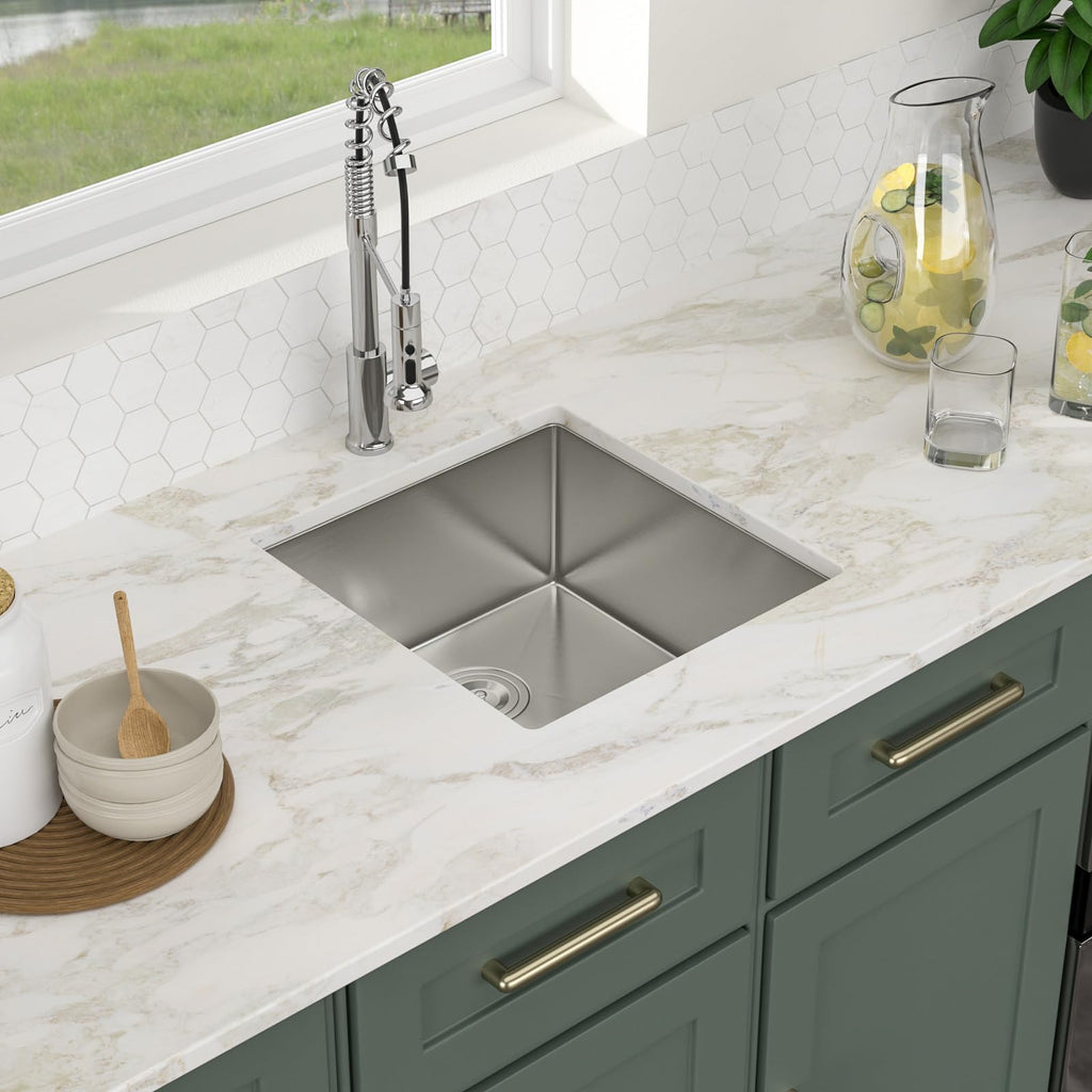 Logmey 19x20 Inch Undermount Single Bowl Stainless Steel Bar Sink
