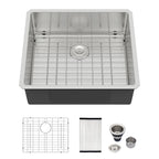 Logmey 25x22 Inch Undermount Single Bowl Stainless Steel Bar Sink