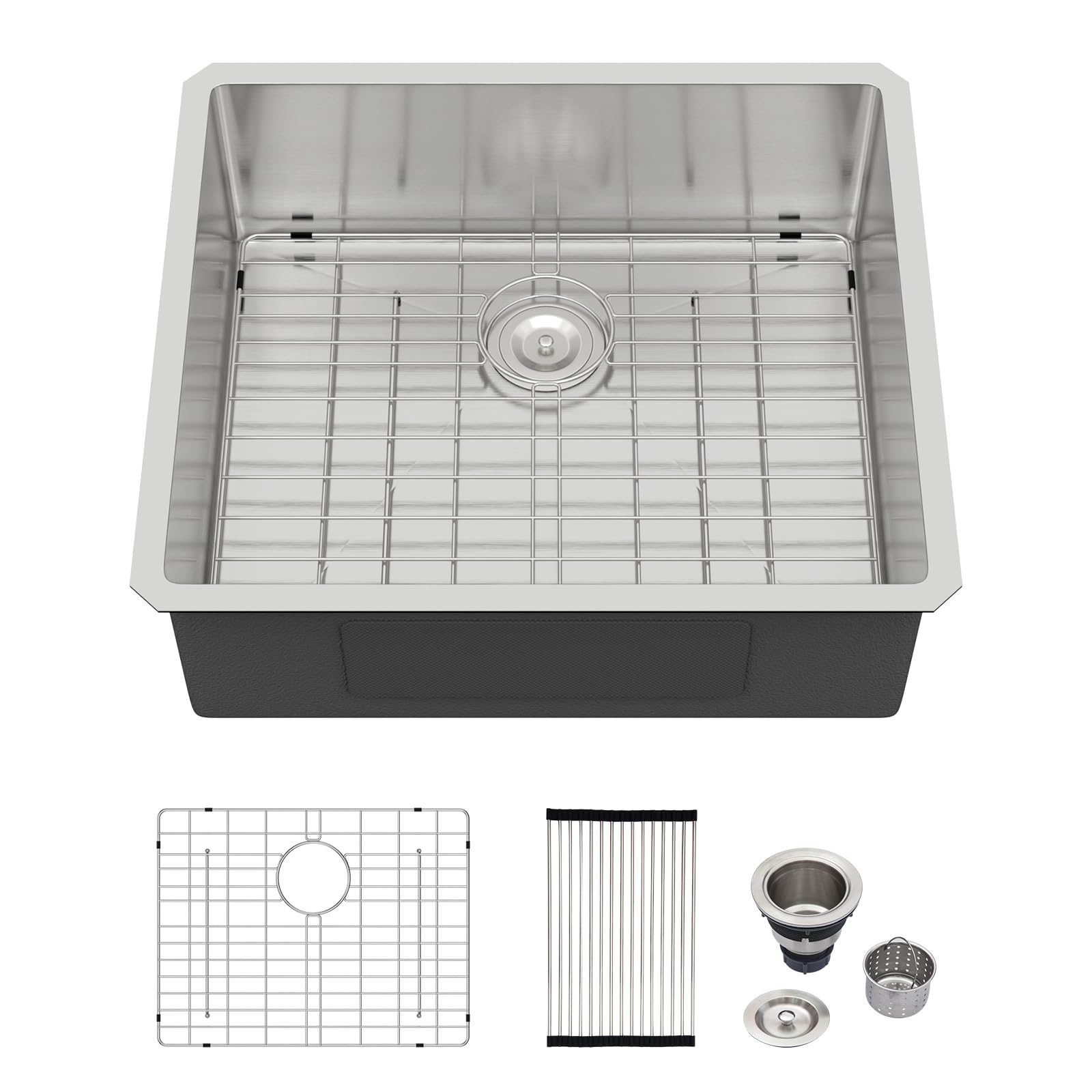 Logmey 25x22 Inch Undermount Single Bowl Stainless Steel Bar Sink