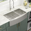 Logmey 33 Inch Farmhouse Sink 60/40 Double Bowl Ki