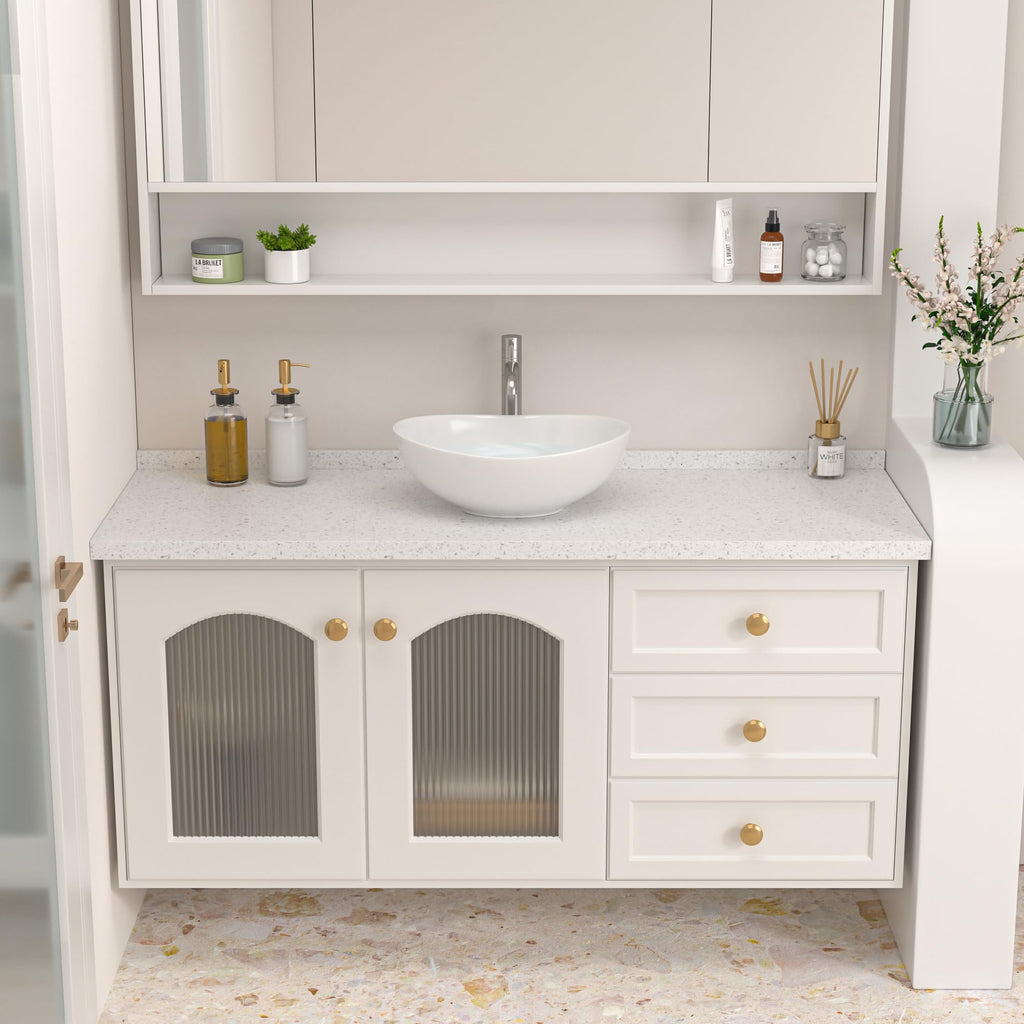 Logmey 16''x13'' Bathroom Sink - Above Counter Rectangular Vessel Single Bowl - White Porcelain Ceramic