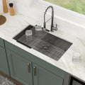 Logmey 30'' Kitchen Sink - Undermount Single Bowl - Gunmetal Black Stainless Steel