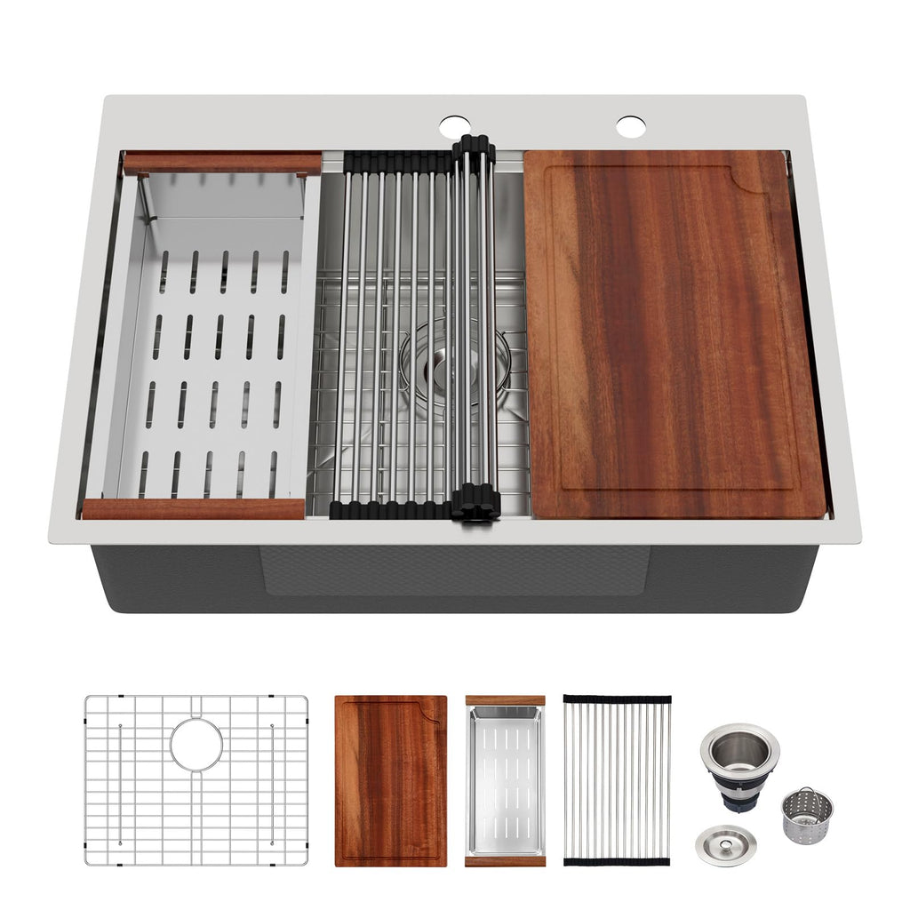 25x22 Drop in Kitchen Sink 25x22x9 Inch Workstatio