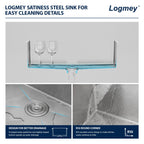 Logmey 30'' Kitchen Sink - Undermount Round Corner Single Bowl - Silver Stainless Steel