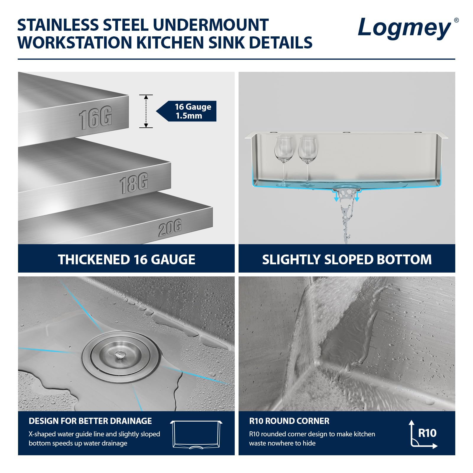 Logmey 30'' Kitchen Sink - Drop-In Single Bowl with Faucet & Cup Washer - Silver Stainless Steel