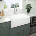 Logmey 30'' Farmhouse Sink - Apron Front Single Bowl - White Fireclay Ceramic