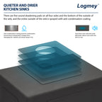 Logmey 36 Inch Undermount Workstation Sink 60/40 Asymmetric Double Basin