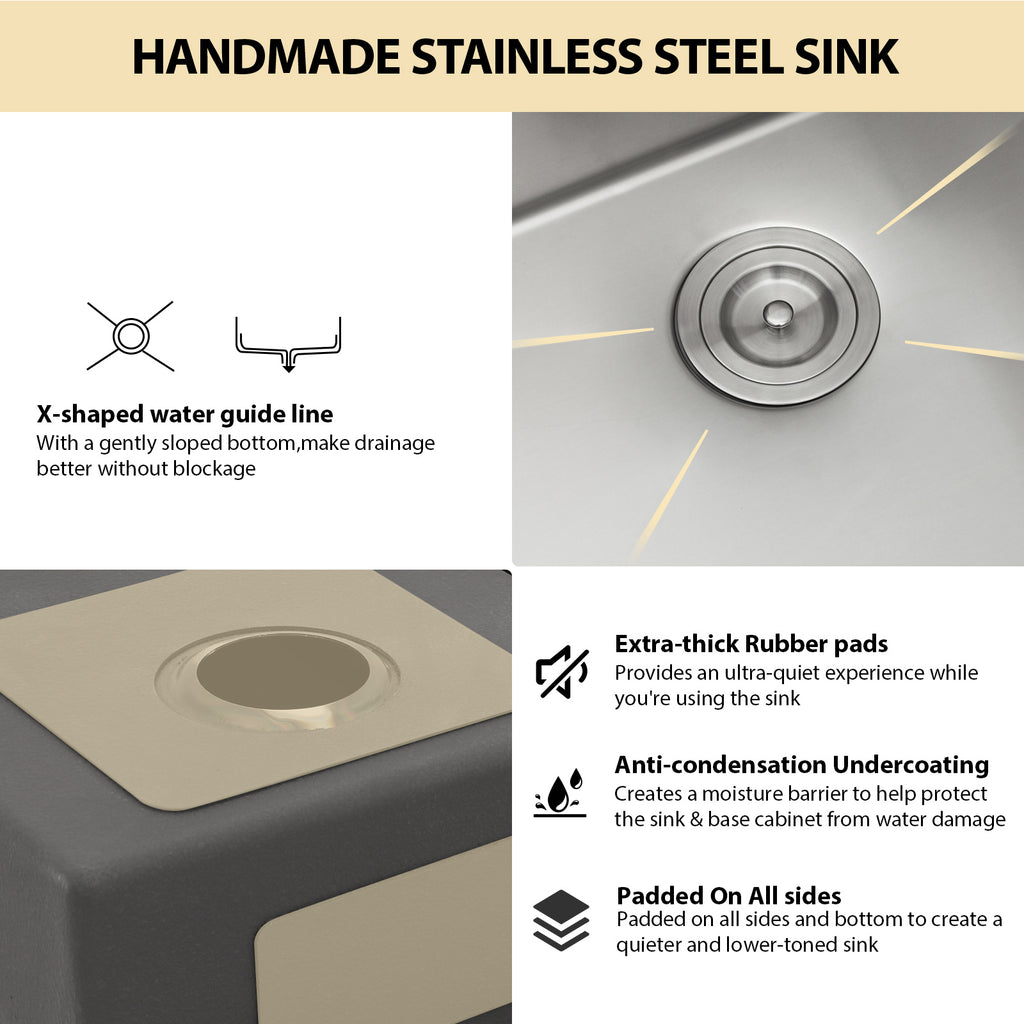 Logmey 30 Inch Low-Divide Workstation Undermount Kitchen Sink 50/50 Double Sink