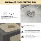 Logmey 30 Inch Low-Divide Workstation Undermount Kitchen Sink 50/50 Double Sink