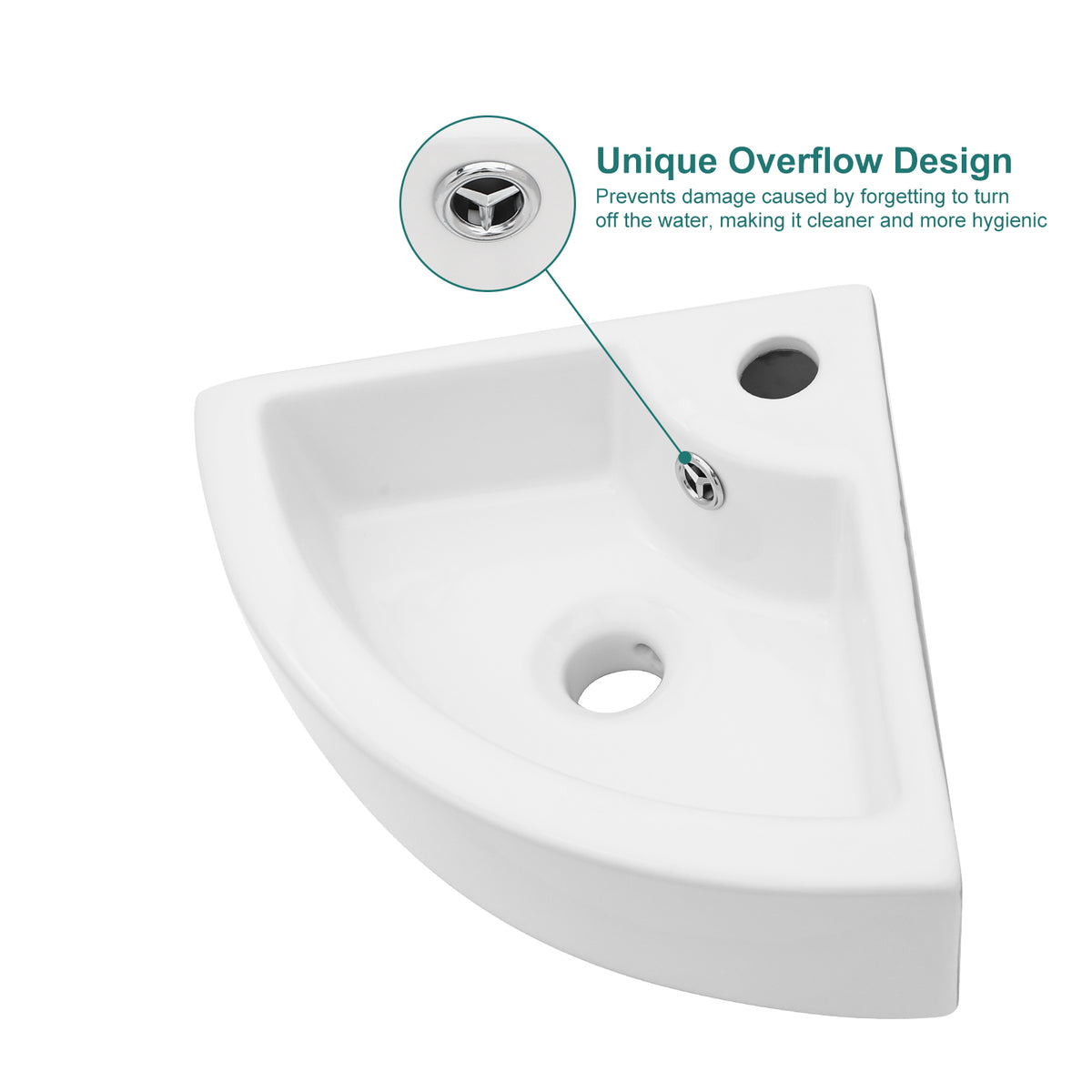 Logmey 18x13 Compact Triangular Floating Wall Mount Bathroom Sink