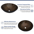 Logmey 16.5" Round Glass Vessel Bathroom Sink - Oil Rubbed Bronze